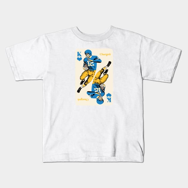 Los Angeles Chargers King of Hearts Kids T-Shirt by Rad Love